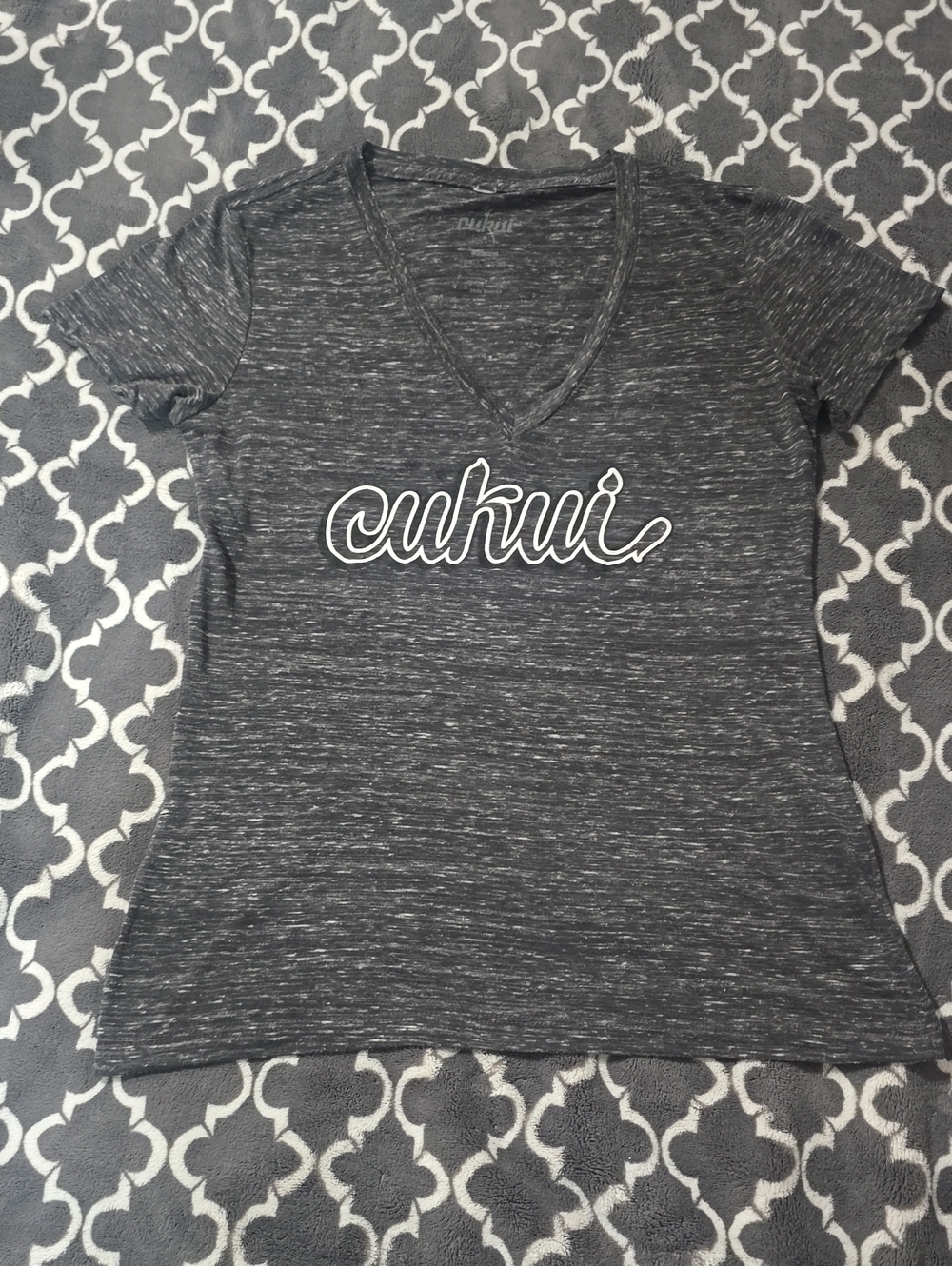 Women's Heathered Gray V-Neck Logo Tee